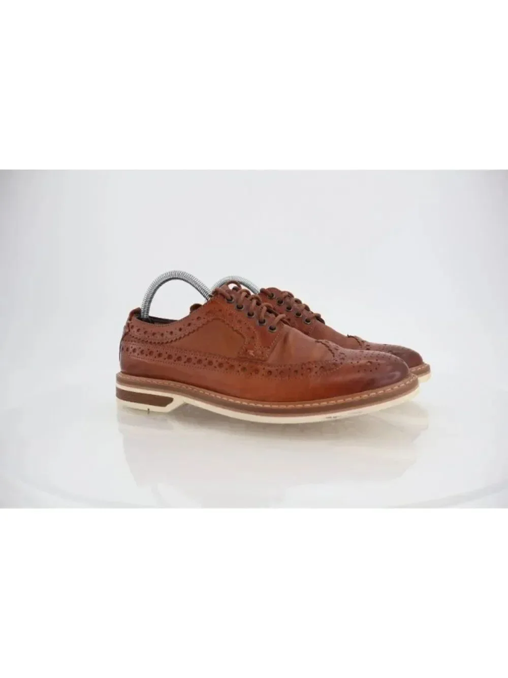 Clarks Mens Pitney Limit Loafer Size 7.5 Brown Wingtip Lace Up Leather Shoe